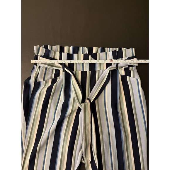 SOHO Apparel Paper Bag Pants Pull On Wide Leg Striped Tie Size Small - Picture 10 of 11